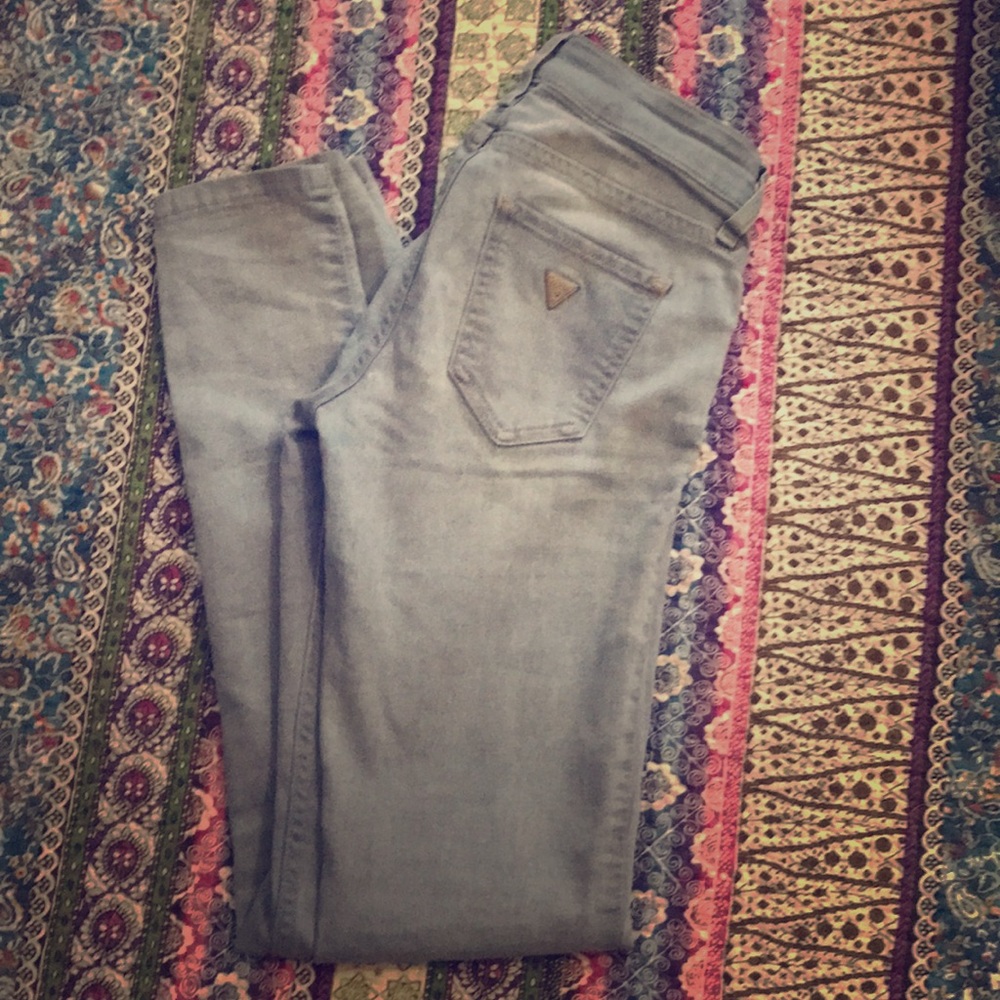 Light wash Guess power skinny jeans